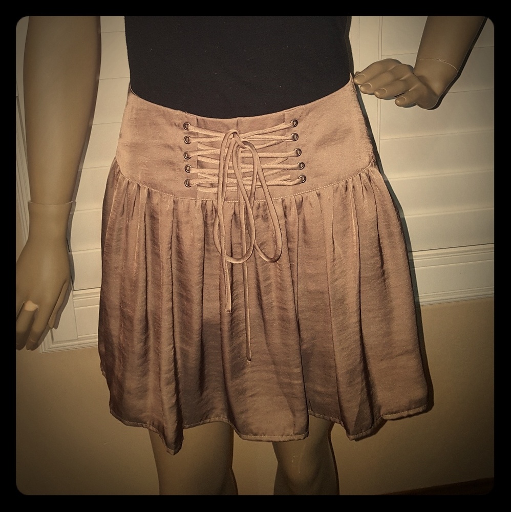 Brown A-line Polyester Corset Tie Skirt Size Small